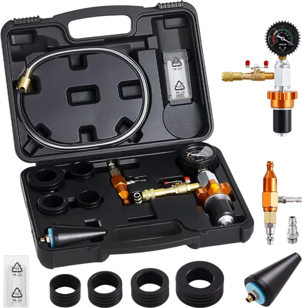 VEVOR Radiator Vacuum Refill Kit, Automotives Cooling System Vacuum & Purge Fill Tool with Gauge, Portable Radiator Coolant Filling Kit with Toolbox, Universal Fit for Most Cars Vans SUVs and Trucks