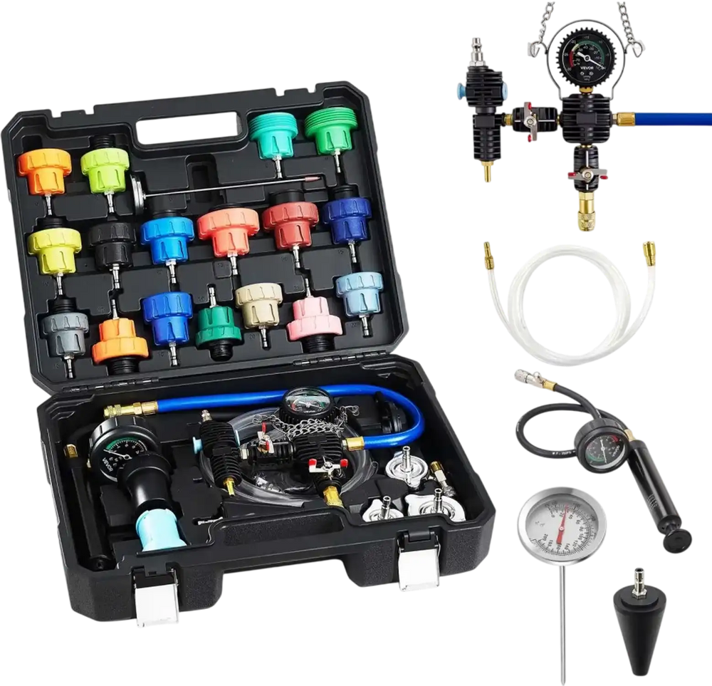 VEVOR Coolant Pressure Tester Kit, 47Pcs Radiator Vacuum Refill Kit with 3 Metal Adapters, Universal Fit, Automotive Cooling System Pressure Tester Tool, with Pressures Pump & Plastic Filler