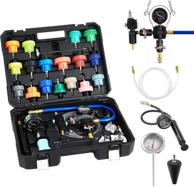 VEVOR Coolant Pressure Tester Kit, 47Pcs Radiator Vacuum Refill Kit with 3 Metal Adapters, Universal Fit, Automotive Cooling System Pressure Tester Tool, with Pressures Pump & Plastic Filler
