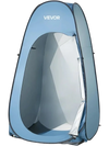 VEVOR Pop up Shower Tent, Instant Portable Privacy Tent Changing Room with Hanging Bag, Ground Stakes, Ropes, Carry Bag, 190T Polyester with Silver Coating, Quick Setup, for Camping, Beach, Fishing