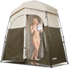 VEVOR Camping Shower Tent, 2-Room Foldable Portable Privacy Tent Changing Room with Ground Stakes, Ropes, and Carry Bag, 150D Oxford Fabric with Silver Coating, for Camping, Beach, and Fishing