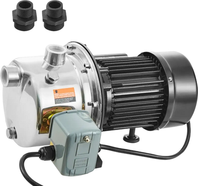 VEVOR 3/4HP SUS304 Stainless Steel Shallow Well Jet Pump, 115 Volt, 18.5 GPM 131 FT Maximum Head Irrigation Water Pump, for Agricultural Garden Irrigation System High-Rise Water Supply Shower Booster