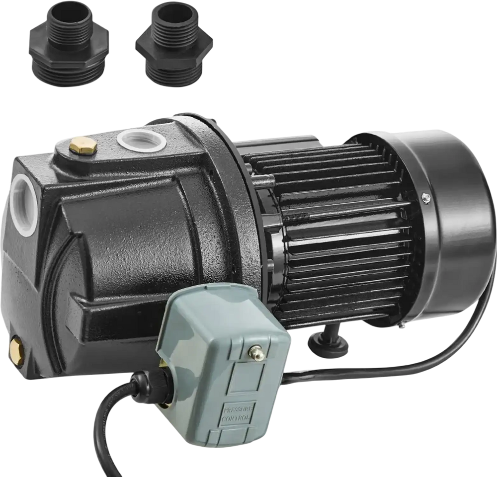 VEVOR 1HP Premium Cast Iron Shallow Well Jet Water Pump, 115 Volt, 17.6 GPM 164 FT Maximum Head Irrigation Water Pump, for Agricultural Garden Irrigation System High-Rise Water Supply Shower Booster