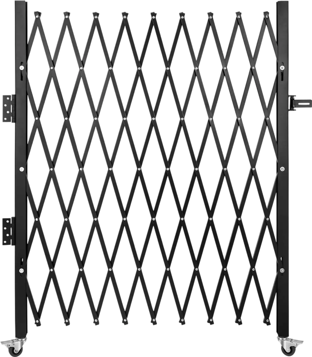 Single Folding Security Gate, 74"W x 51.57"H Folding Door Gate, Steel Accordion Security Gate, Flexible Expanding Security Gate, 360° Rolling Barricade Gate, Scissor Gate or Door with Padlock