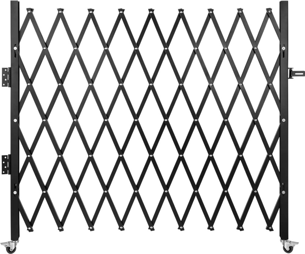 VEVOR Single Folding Security Gate, 7 ft H x 7 ft W Folding Door Gate, Steel Accordion Security Gate, Flexible Expanding Security Gate, 360° Rolling Barricade Gate, Scissor Gate/Door with Padlock