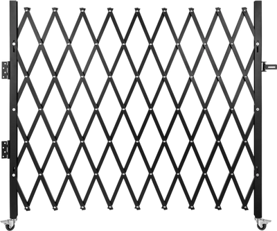 VEVOR Single Folding Security Gate, 7 ft H x 7 ft W Folding Door Gate, Steel Accordion Security Gate, Flexible Expanding Security Gate, 360° Rolling Barricade Gate, Scissor Gate/Door with Padlock
