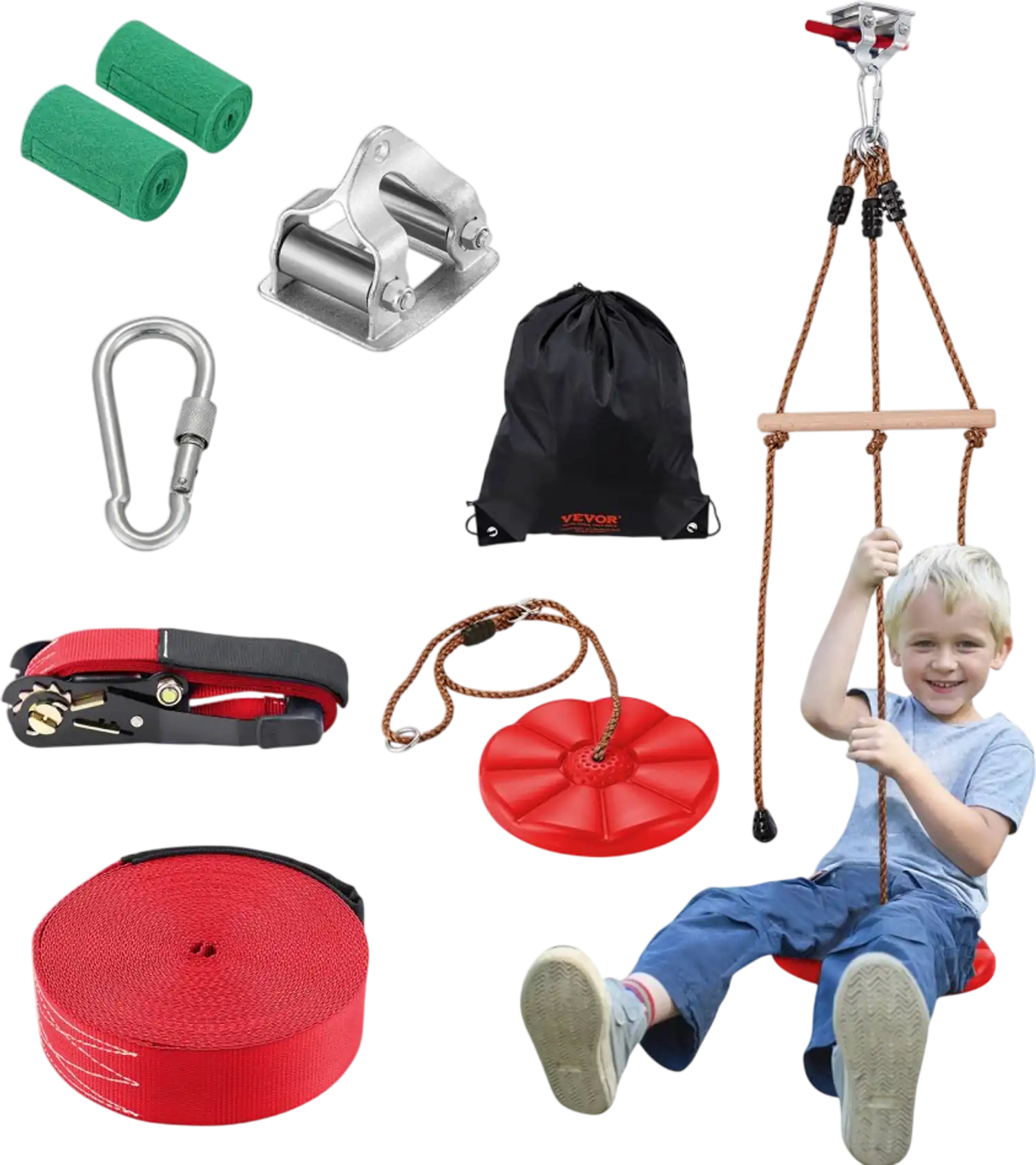 Vevor Zip Line Kit 65' Outdoor Backyard Zipline with Safety Harness Seat and Handlebar New