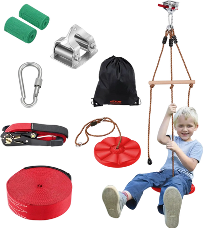 Vevor Zip Line Kit 65' Outdoor Backyard Zipline with Safety Harness Seat and Handlebar New