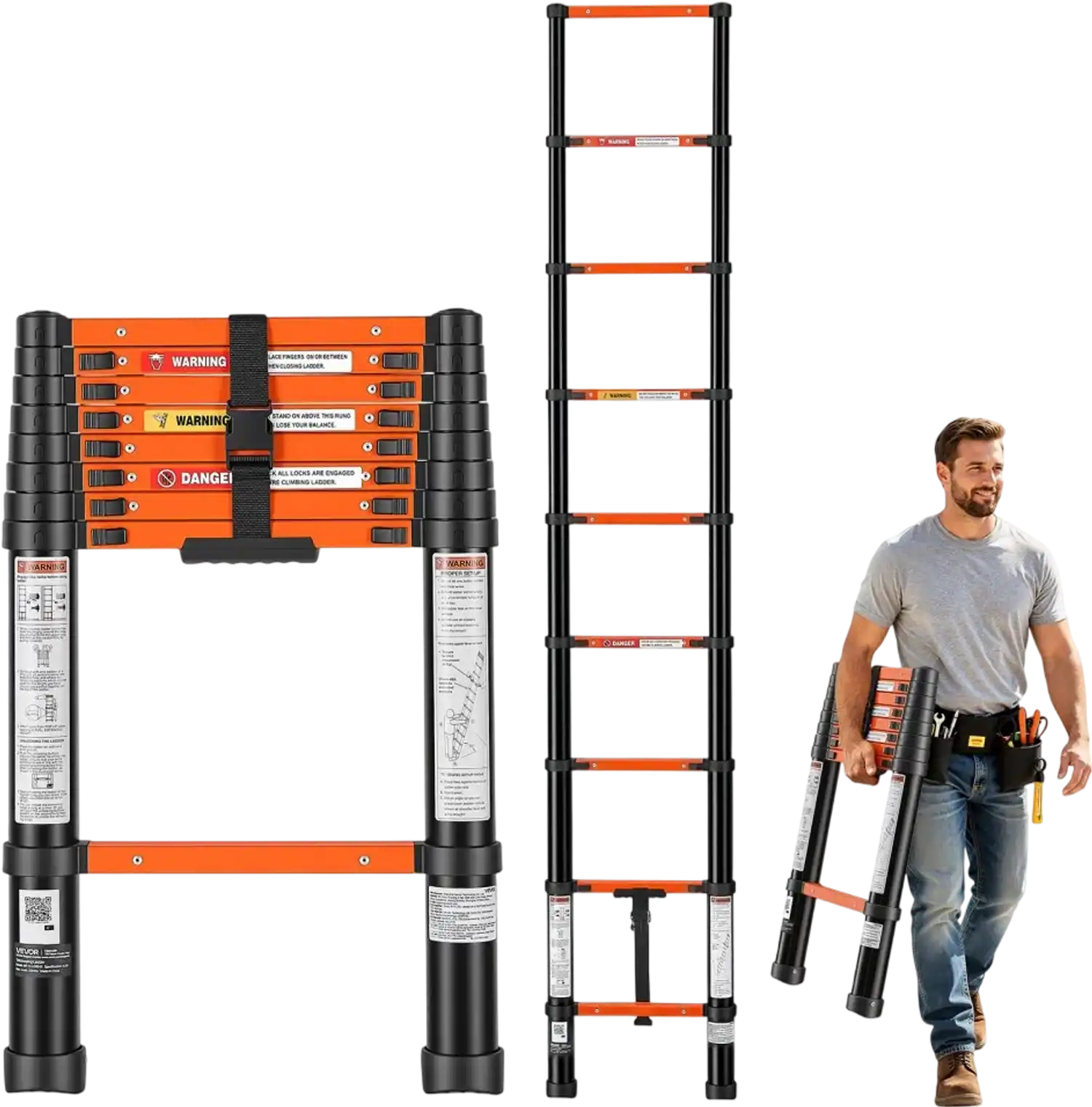 Vevor Telescoping Ladder 8.5' Extension Ladder Heavy-Duty 330 lbs Capacity New