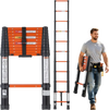 VEVOR Telescoping Ladder, 10.5 ft Extension Ladder One-Button Retraction, Heavy-Duty 330 lbs Capacity, for Home Repairs, Painting, Window Cleaning and RV, Aluminum, Anti-Slip Steps, Orange & Black