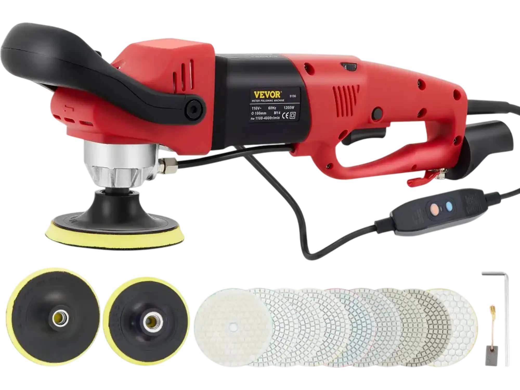 Vevor Wet Polisher Grinder Variable Speed Polishing Kit for Granite Marble Concrete Stone New
