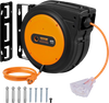 VEVOR Retractable Extension Cord Reel, 65 FT, Heavy Duty 12AWG/3C SJTOW Retractable Power Cord with Lighted Triple Tap Outlet, 15 Amp Circuit Breaker 180° Swivel Bracket for Ceiling or Wall Mount
