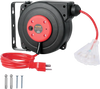 VEVOR Retractable Extension Cord Reel, 30 FT, Heavy Duty 16AWG/3C SJTOW Retractable Power Cord Reel with Lighted Triple Tap Outlet 10 Amp Circuit Breaker 4.5FT Lead-in Cord, for Ceiling or Wall Mount