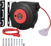 VEVOR Retractable Extension Cord Reel, 50 FT, Heavy Duty 14AWG/3C SJTOW Retractable Power Cord with Lighted Triple Tap Outlet, 13 Amp Circuit Breaker 180° Swivel Bracket for Ceiling or Wall Mount