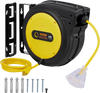 VEVOR Retractable Extension Cord Reel, 65 FT, Heavy Duty 12AWG/3C SJTOW Retractable Power Cord with Lighted Triple Tap Outlet, 15 Amp Circuit Breaker 180° Swivel Bracket for Ceiling or Wall Mount