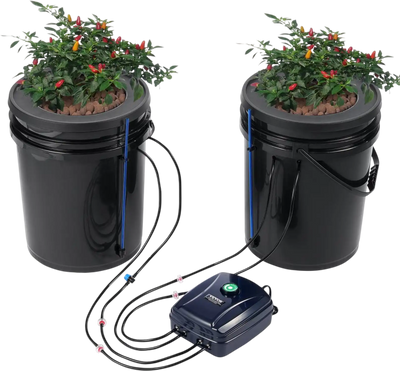 VEVOR DWC Hydroponics Grow System, Hydroponic Growing System with Top Drip Kit, Deep Water Culture 5-Gallon 2 Buckets, with Air Pump, Air Stones and Water Level Device for Leafy Vegetables