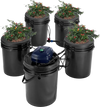 VEVOR RDWC Hydroponics Grow System, Hydroponic Growing Kit with Top Drip, Recirculating Deep Water Culture 4 Buckles and 1 Reservoir, with Air Pump and Water Level Device for Leafy Vegetables