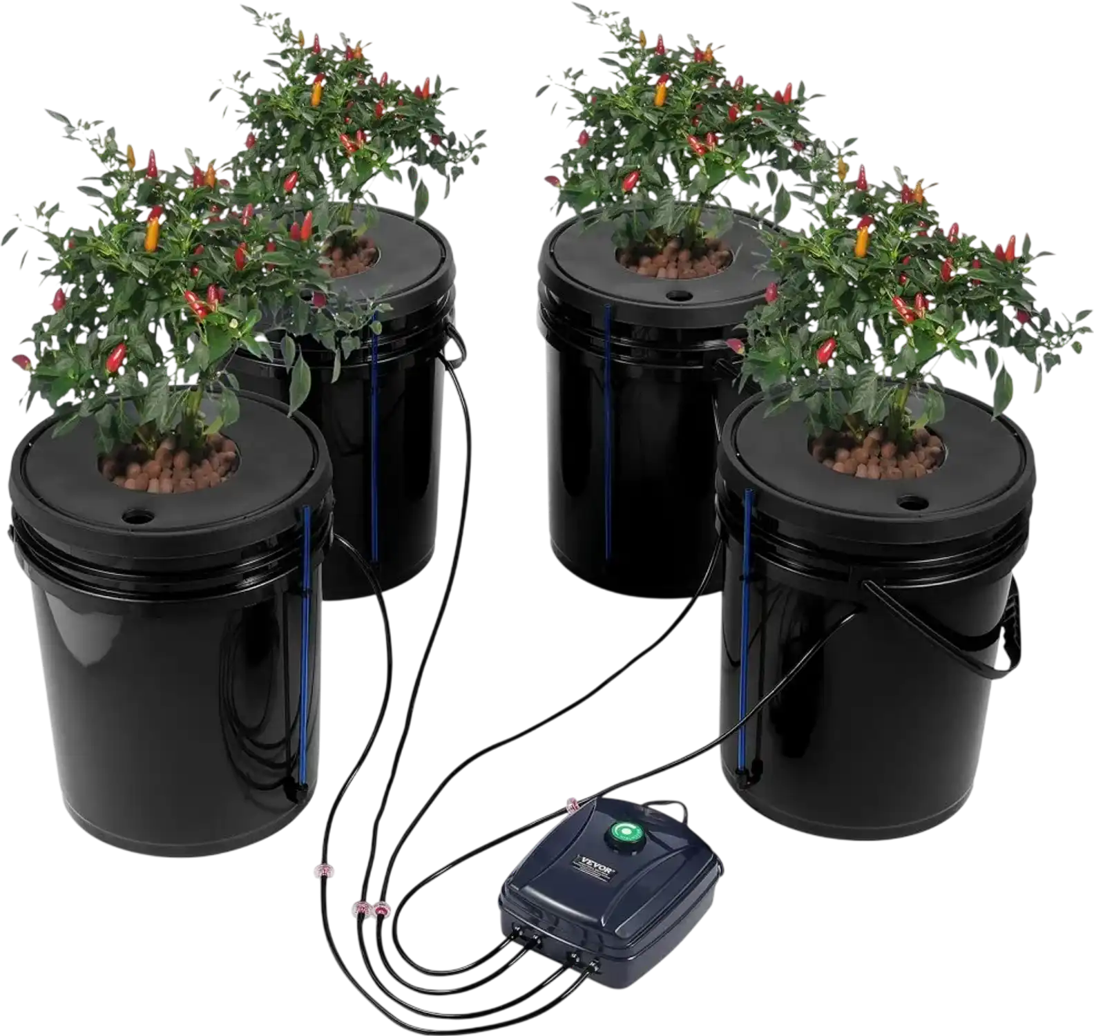 Vevor Hydroponic System 5 Gallon 4-Bucket Deep Water Culture Grow Kit New