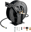 VEVOR Pressure Washer Hose Reel, 50 ft x 3/8 inch Retractable Power Heavy-Duty Steel Washer Hose Reel, 4000PSI Max, Auto-Rewinding, Flexible Wall/Floor Mounted for Car Washing,Garden,Floor Cleaning
