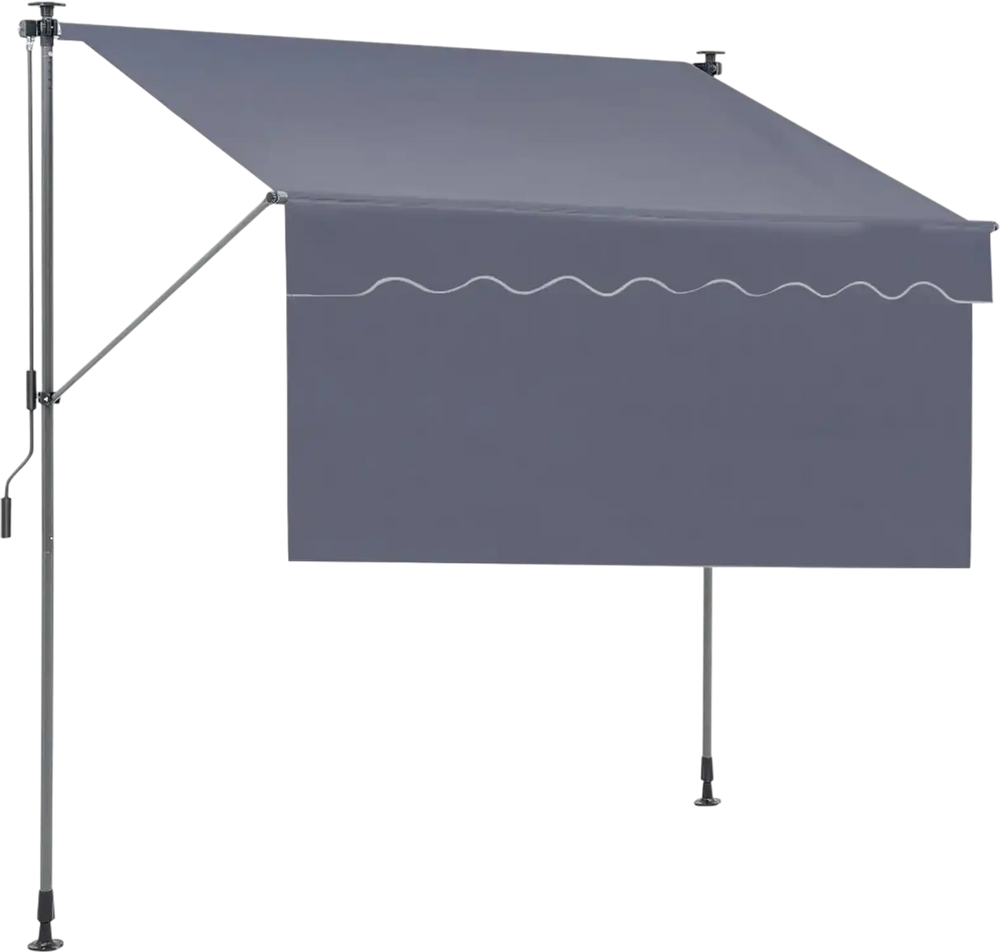 VEVOR Manual Retractable Awning, 118" Outdoor Retractable Patio Awning Sunshade Shelter, Adjustable Patio Door Window Awning Canopy with 39" Sun Shade Curtain for Backyard, Garden, Balcony