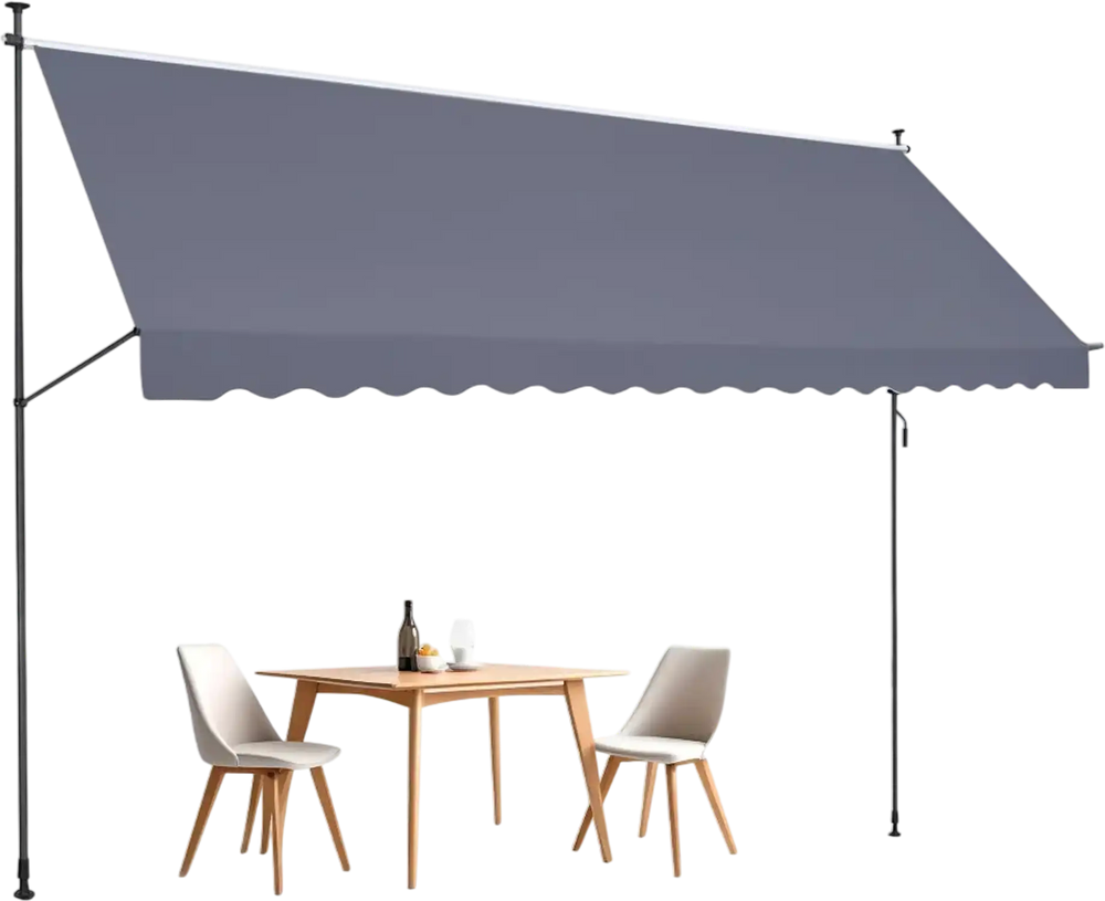 VEVOR 178 x 47" Patio Awning Retractable, Awning Sunshade Shelter with Manual Crank Handle, Outdoor Patio Canopy Sunsetter Deck, Adjustable Height from 86 to 122 in, for Patio/Balcony/Yard, Dark Gray