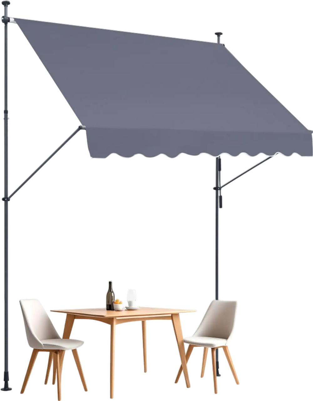 VEVOR 98 x 47" Patio Awning Retractable, Awning Sunshade Shelter with Manual Crank Handle, Outdoor Patio Canopy Sunsetter Deck, Adjustable Height from 86 to 122 in, for Patio/Balcony/Yard, Dark Gray