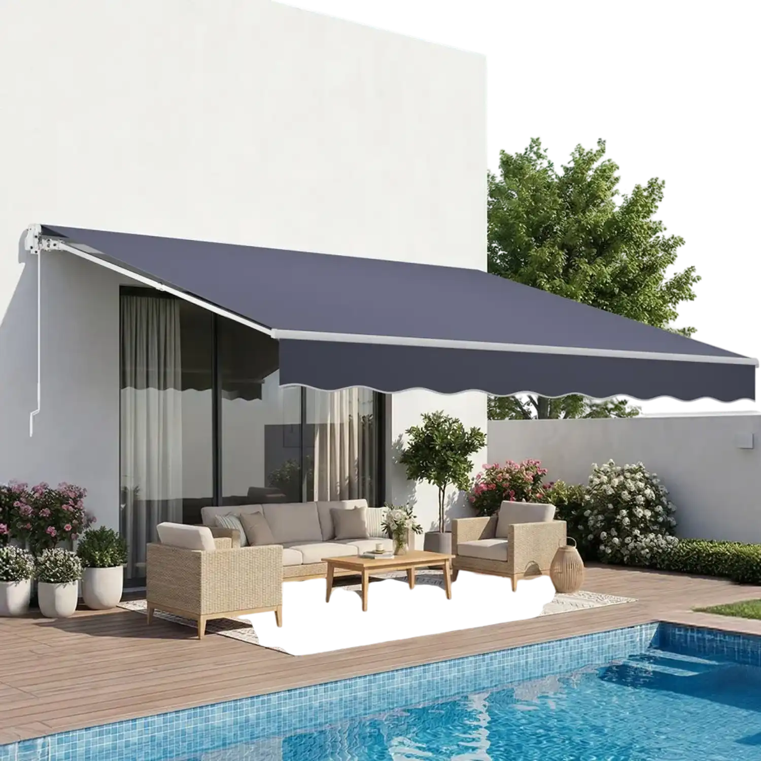 Vevor Retractable Awning Manual 11.5' x 9.8' Outdoor Patio Sun Shade Gray New