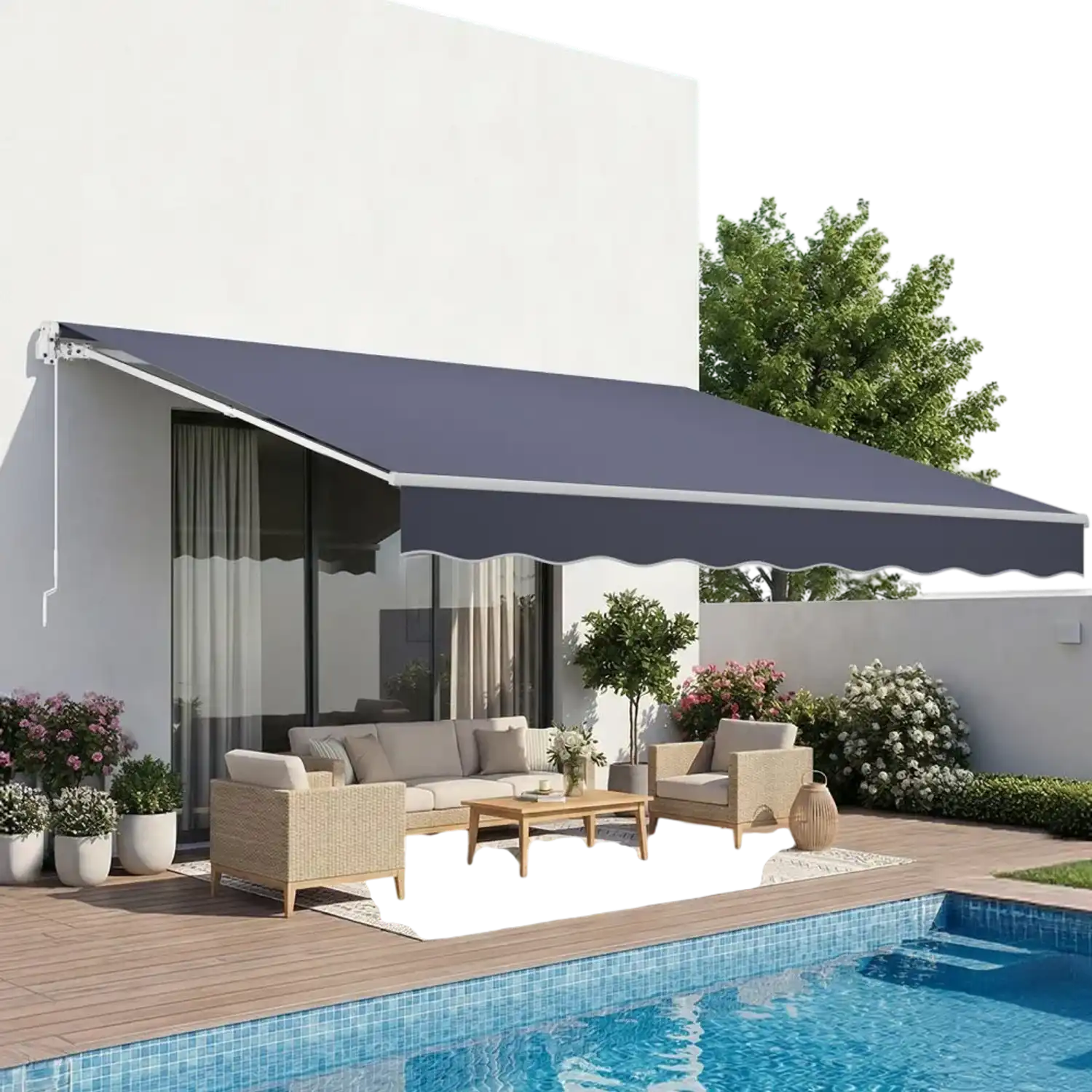 Vevor Retractable Awning Manual 13.1' x 9.8' Patio Sun Shade Gray New