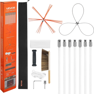 Vevor Chimney Sweep Kit 23' Extendable Dual Brush Heads New