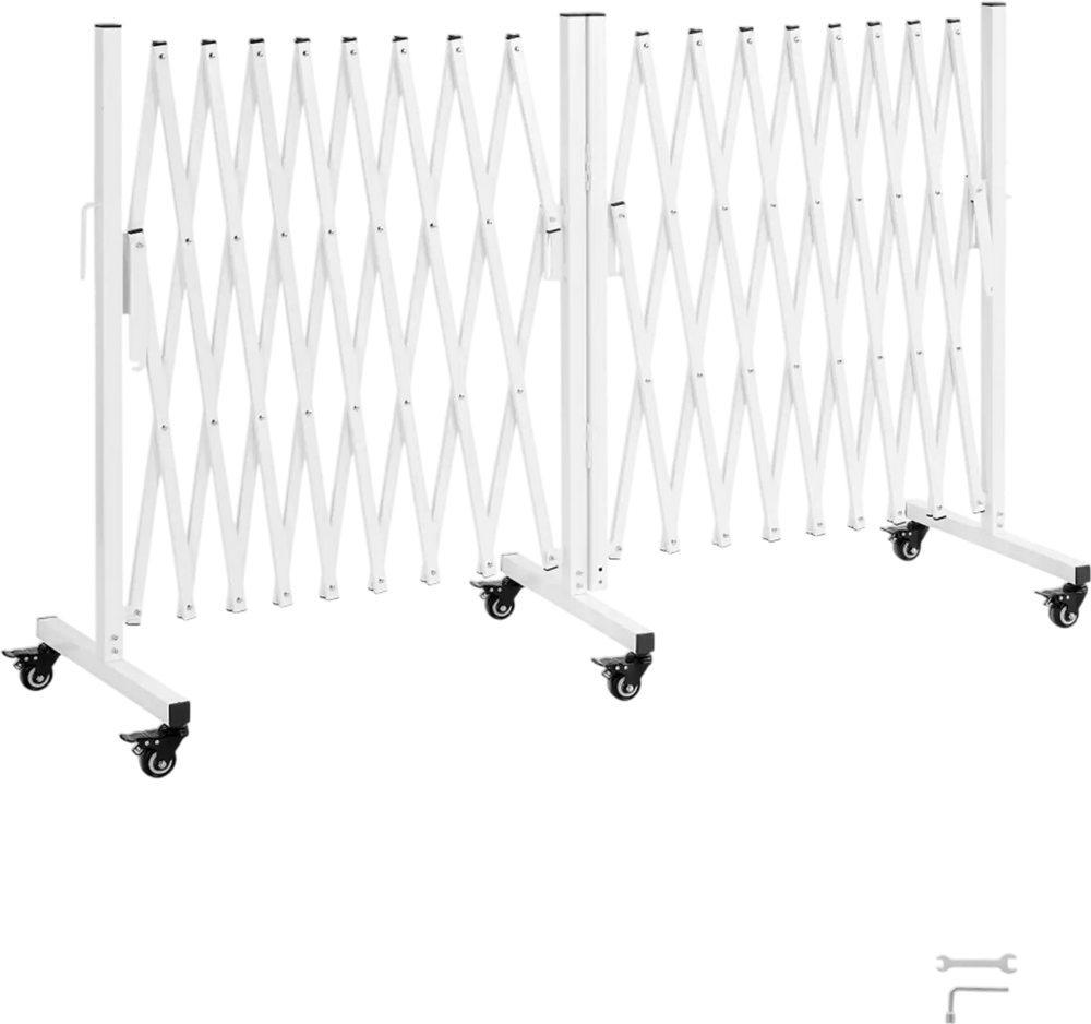 VEVOR Double Expandable Barricades, 18FT Expandable Safety Barrier, 0-180° Rotatable Mobile Barricade with Locking Casters, Portable Folding Security Gate Traffic Fence for Patio Garden Stairway
