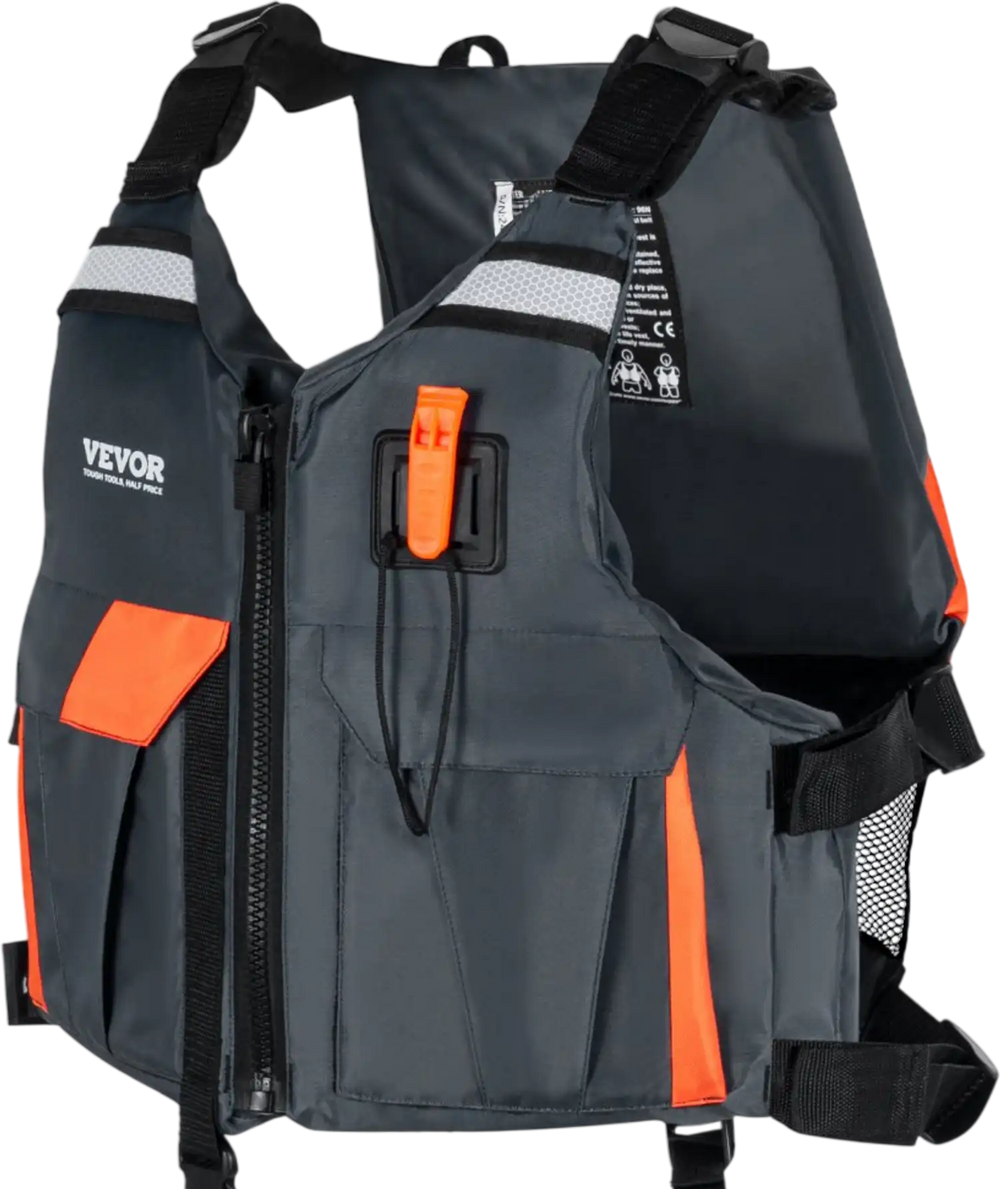 VEVOR Life Vest for Watersports (PFD), Life Jacket with Waterproof Nylon & 96N Buoyancy, Life Vest/Jacket for Any Water Activity-Fishing, Kayaking, Surfing and More, Men and Women L