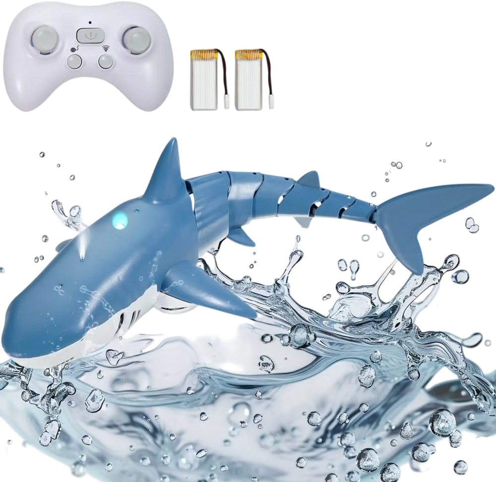 VEVOR Remote Control Shark Toy, 2.4GHz High Simulation Shark RC Boat for Swimming Pool Bathroom, Electric RC Shark Fish Toy with 2 Batteries, Light & Spray Water Function for 6+ Year Old Boys & Girls