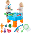 VEVOR Water Table for Toddlers, Kids Activity Sensory Table, Fish 'n Splash Water Playset with 9PCS Toy Accessories, Summer Water Activity Table with Fishing Game Set for 3+ Years Boys Girls