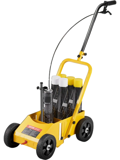 VEVOR Striping Line Marking Machine, 24 x 13 x 35.4 inch, 4-Wheel, Heavy Duty Striping Line Machine with 2-4 inch Adjustable Width, Make Clear Edge Line for Roads, Parking Lots, Sports Field, Yellow