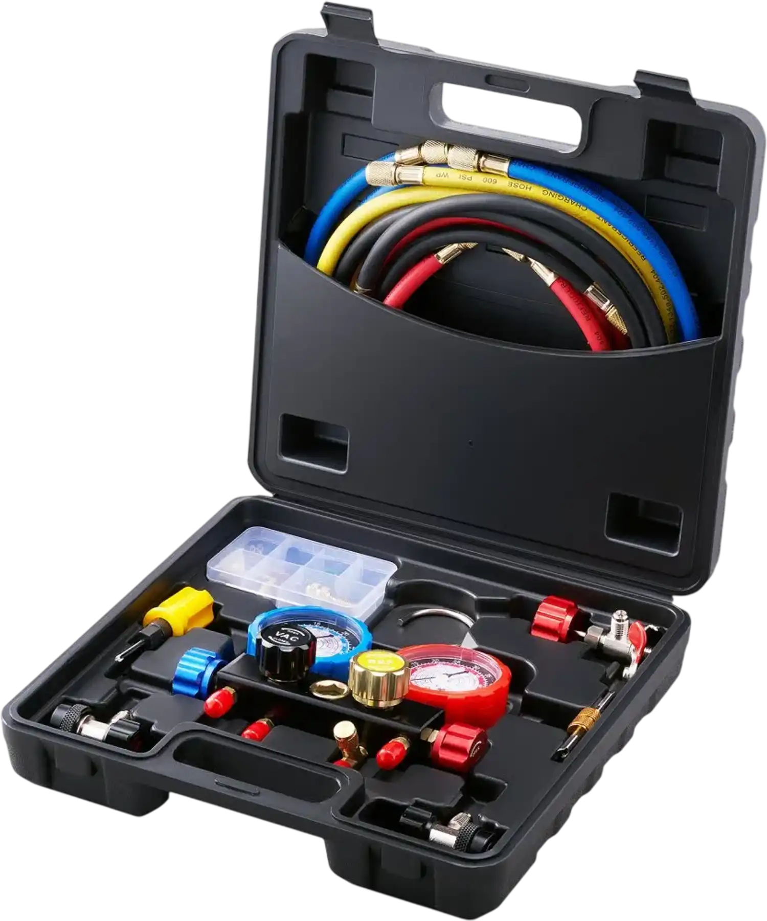 Vevor AC Manifold Gauge Set 4-Way Refrigerant Freon Charging Kit with 5' Hoses New