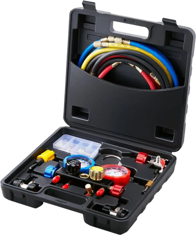 Vevor AC Manifold Gauge Set 4-Way Refrigerant Freon Charging Kit with 5' Hoses New