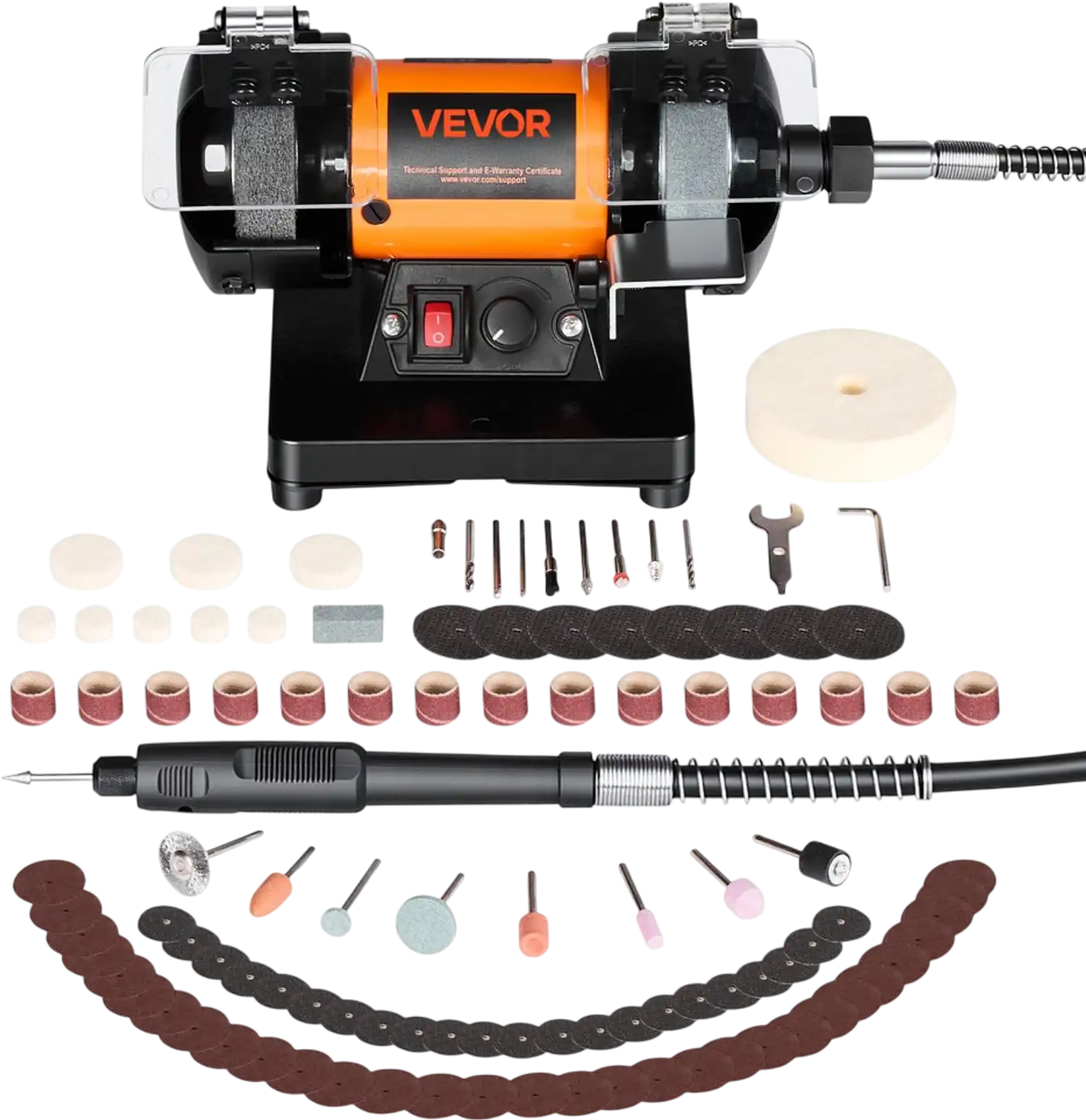 Vevor Bench Buffer Polisher Adjustable Speed Jewelry Polishing Machine ...