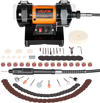 VEVOR Bench Buffer Polisher, 8300-10600 RPM Adjustable Speed, Polishing & Buffing Machine with Grinding, Fiber, and Wool Wheels, 100-Piece Accessory Kit, for Jewelry, Wood, Metal, Raw Stone, Jade DIY