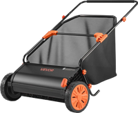 VEVOR Push Lawn Sweeper, 26 in Leaf & Grass Collector with 7 cu. ft. Hopper Bag, Adjustable Brush Height & Spinning Brushes, Heavy Duty Yard Sweeper with Rubber Wheels for Leaves Grass Cleanup