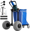 VEVOR Beach Cart with Large Wheels for Sand, 165 lbs Load Capacity, Heavy Duty Folding Beach Wagon with 12" Balloon Wheels, Storage Bag, 180° Adjustable Handlebar, Dolly for Camping Fishing Garden