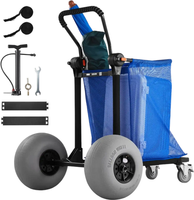 Vevor Beach Cart Folding Beach Wagon with Large Sand Wheels New