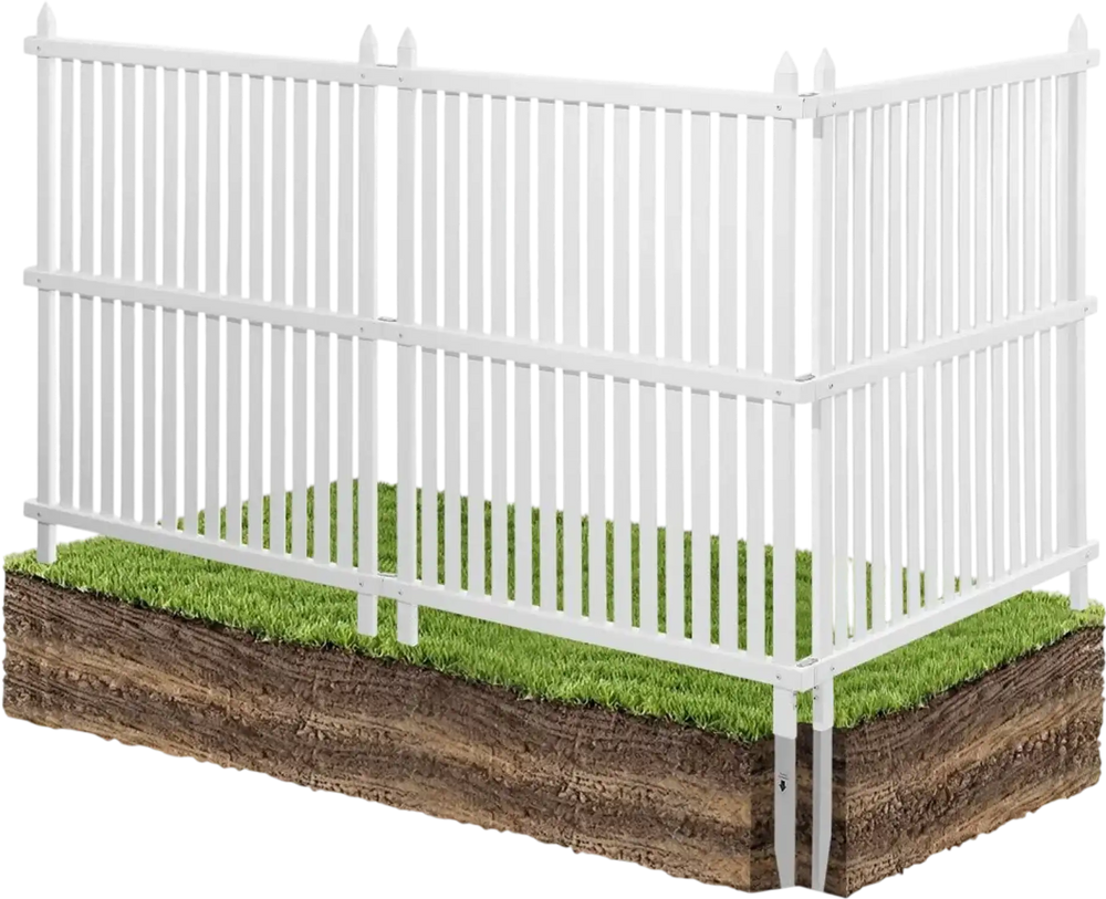 VEVOR 3 Panels Outdoor Privacy Screen, 36 x 45 in Air Conditioner Fence with 19.7 in Ground Stakes, Pool Equipment Enclosure, Strip Vinyl Privacy Fence, Ideal for Trash Can and A/C Units, White