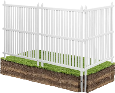 VEVOR 3 Panels Outdoor Privacy Screen, 36 x 45 in Air Conditioner Fence with 19.7 in Ground Stakes, Pool Equipment Enclosure, Strip Vinyl Privacy Fence, Ideal for Trash Can and A/C Units, White