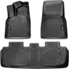 VEVOR Automotive Floor Mats, Fits for Tesla Model Y 2021-2024, 3 pcs Front and 2nd Row Liners, All Weather Custom Fit TPE Vehicle Floor Mats, Easy to Clean and Secure Floor Liners for SUV, Black
