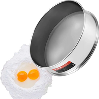 VEVOR Flour Sieve Fine Mesh, 40 Mesh Flour Sifter, 304 Stainless Steel Fine Mesh Sifter Food-grade, Dia. 12.6