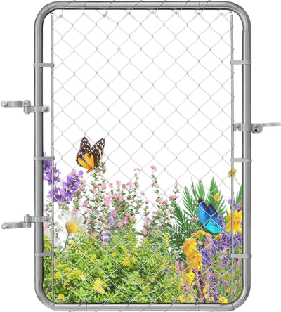 VEVOR Chain Link Fence Gate, 32 x 46 in, Adjustable Chain Link Fence Panel, Fit 2-4 ft (W) x 4 ft (H) Garden Fence Gate Opening, Rust-Resistant Galvanized Fencing Gate for Farm Posts Not Included