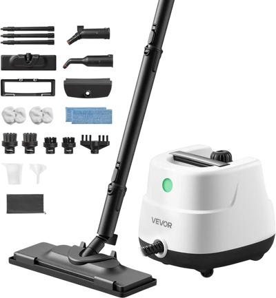 VEVOR Steam Cleaner, 34 oz Tank, Steamer for Cleaning with 20 Accessories, Extended Power Cord and Hose, Portable Handle, Fast Heating, Powerful Canister Steam Cleaner for Home, Car Detailing, Floors