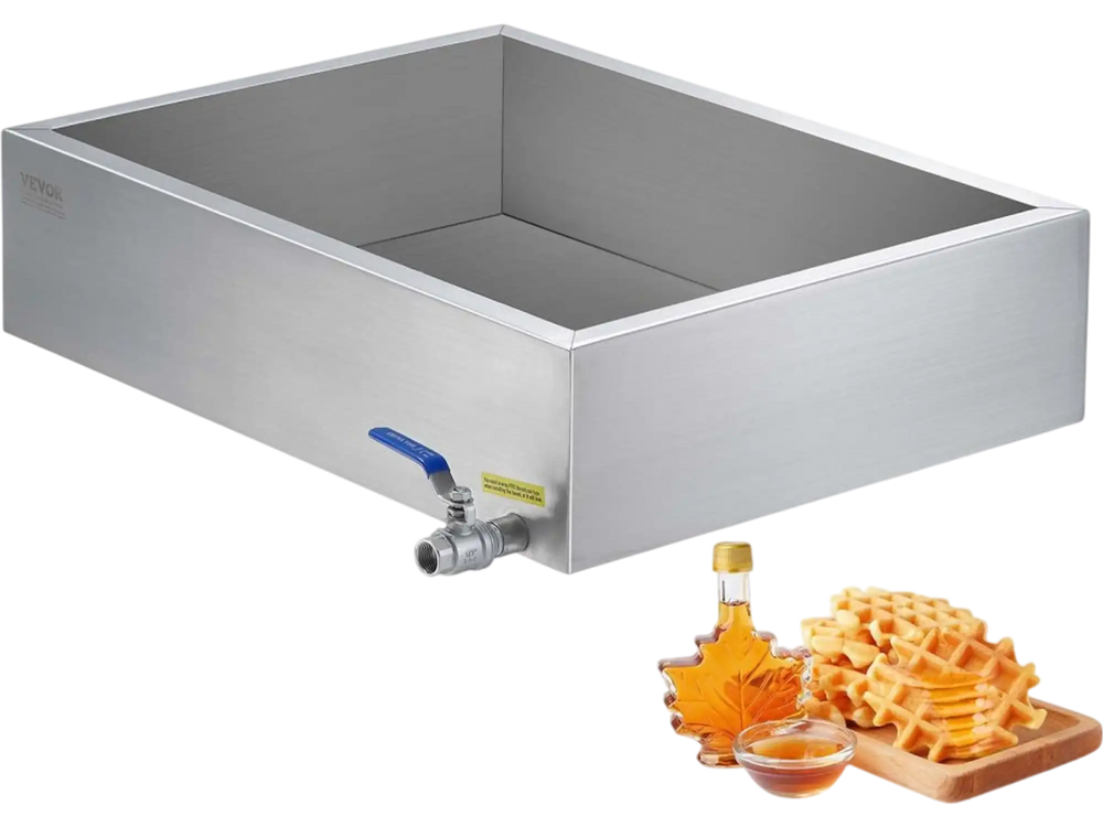 VEVOR Maple Syrup Evaporator Pan, 11.2 Gallon, 162 Cups of 8.8oz Maple Syrup, Flat Evaporator Pan with 1 Valve and 3 Heating Methods, Premium Stainless Steel Maple Syrup Pan for Home, Outdoor