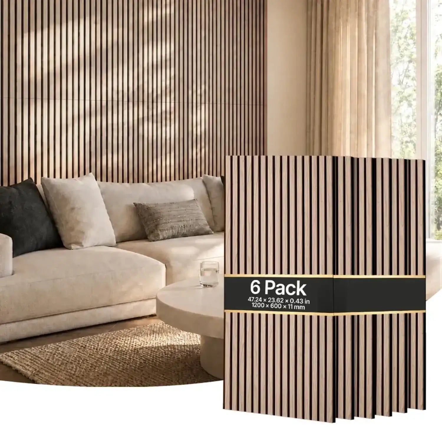 Vevor Acoustic Slat Wall Panels Walnut 47.2