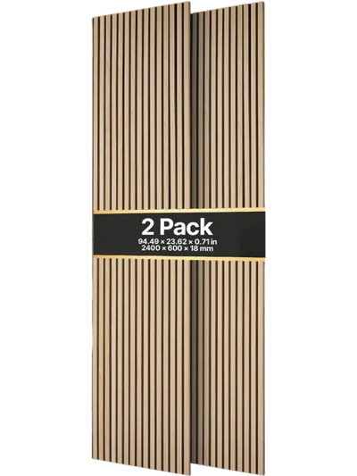 VEVOR Wood Wall Panels, 94.5 x 23.6 in, Acoustic Slat Panels, Oak Finish, Sound Absorbing for Living Rooms, Bedrooms, Offices, Studios, Interior Wall Decor, MDF & PET Construction, Screw Kit, 2-Pack